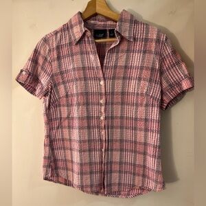 Gloria Vanderbilt Casuals Plaid Short Sleeve Women's Top - Pink M